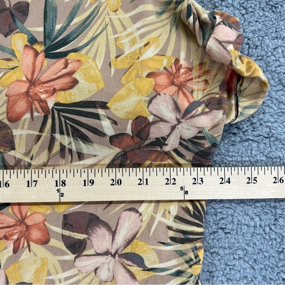 Time And Tru Hawaiian Button Shirt Floral Print Women Orange Size Medium - Picture 8 of 9